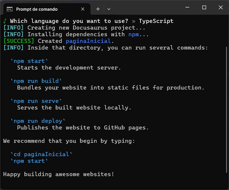 resultado do comando create